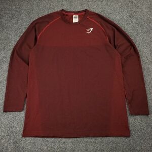 Gymshark Vital Seamless Long Sleeve Shirt Large Tight Fit Gym Workout Burgundy